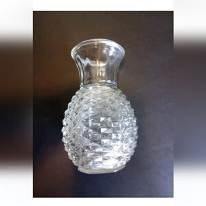 Vintage FTD 1983 Pressed Glass Pineapple Shaped Vase 5 1/2" Tall